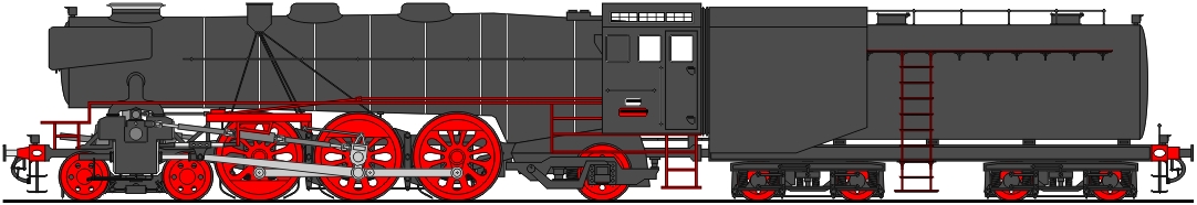 Klasse 344F 2'C1' h4v mit Tender Bauart Vanderbilt und Ventilsteuerung.