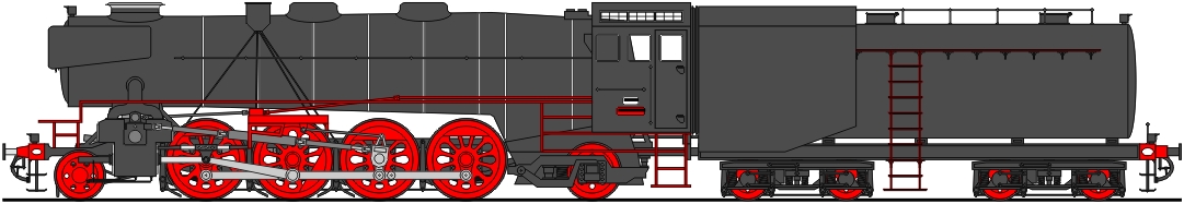 Class 344EE 2-8-2 with poppet valves and Vanderbilt tender