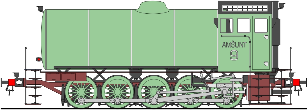 Class 520A fireless 0-10-0 sold to Amšunt Chemical Works in Kalmorska